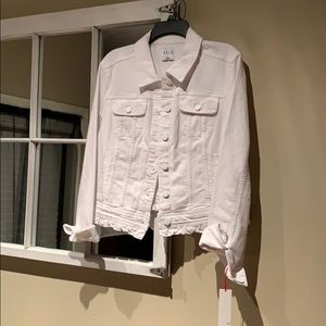 Brand New White Denim Jean Elle Jacket Large